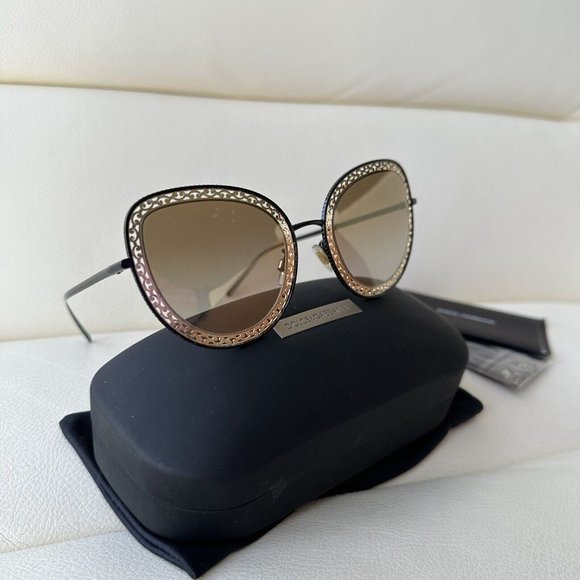 DOLCE & GABBANA D&G Sonnenbrille DG 2225 1311 6E 52-26 145 Black Gold Metal Grid main image 12